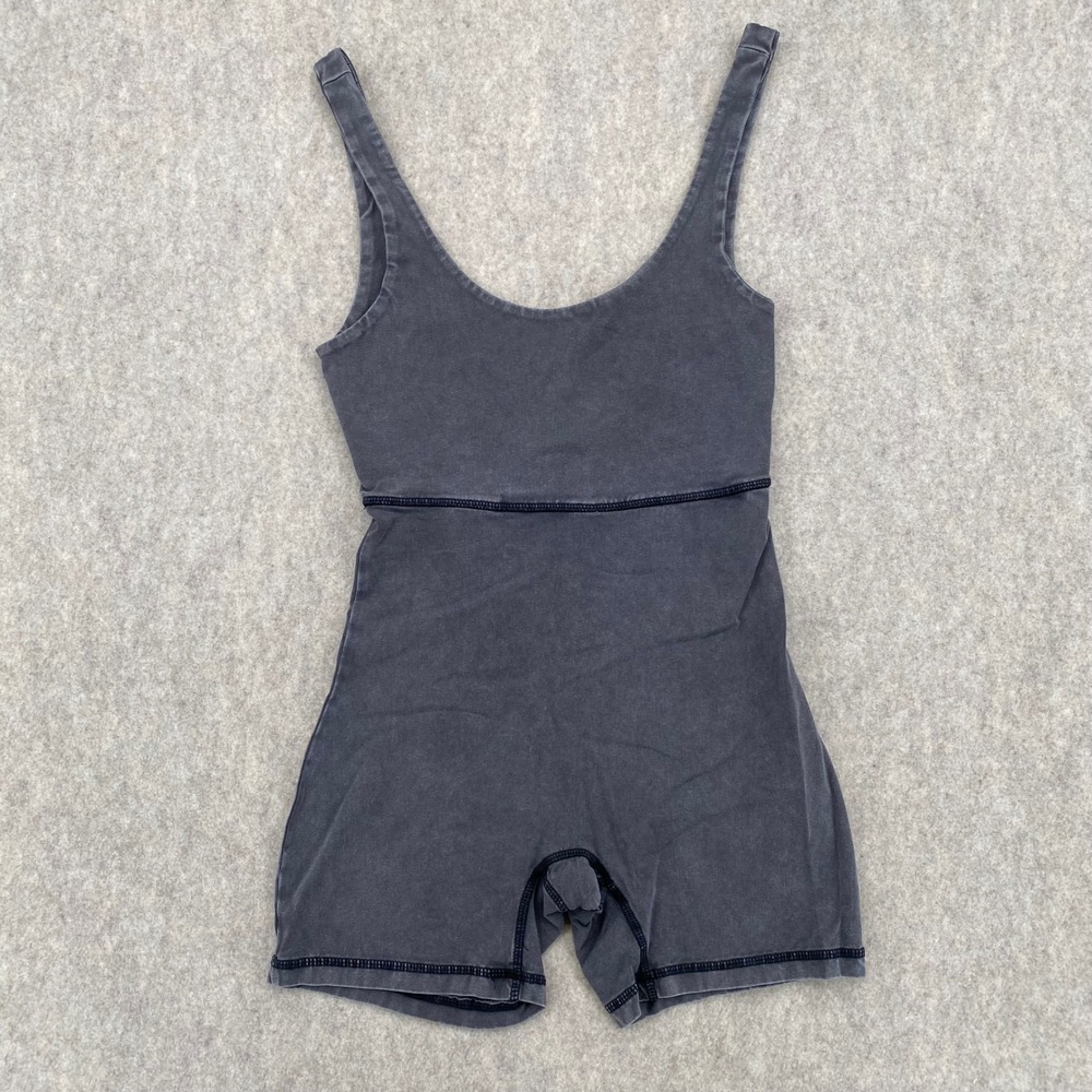Shortie Bodysuit XS Grey Mineral Wash Urban Outfitters